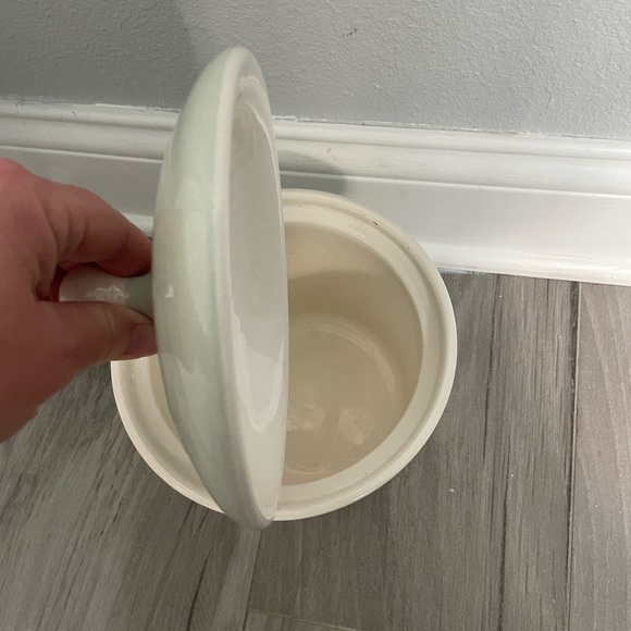 Ceramic lidded dog treat Jar. Sea foam green with white paws. - Picture 6 of 6